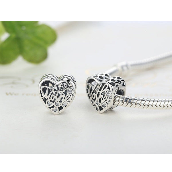 925 Sterling Silver Mother Charm Bead for Charm Bracelet Pendant