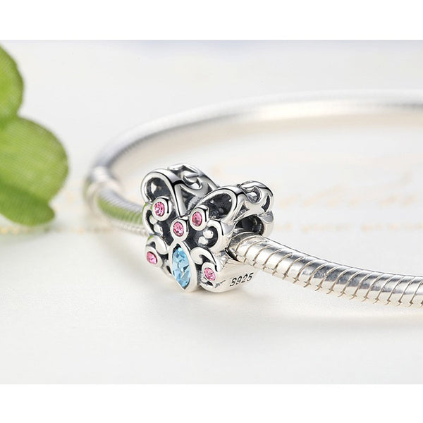 925 Sterling Silver Butterfly Charm Bead for Charm Bracelet Pendant
