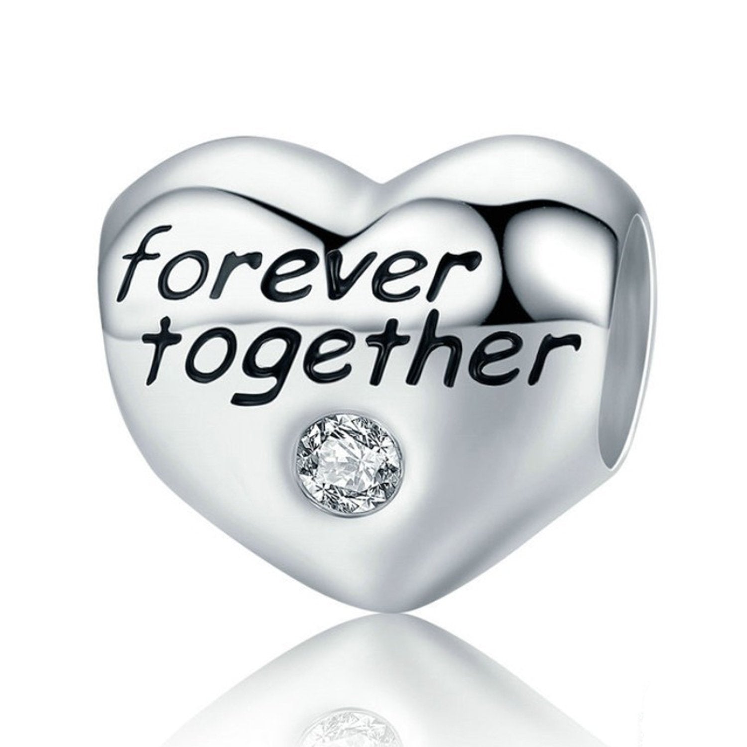 925 Sterling Silver Forever Together Charm Bead for Charm Bracelet Pendant