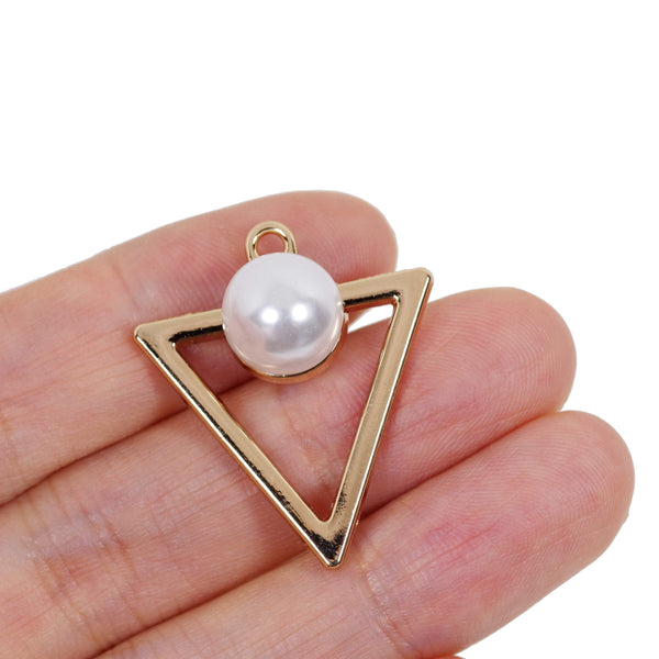 2 Pcs Gold Plate Geometric Charm with Pearl Earring Material Kit