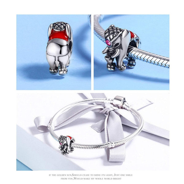 925 Sterling Silver Elephant Charm Bead for Charm Bracelet Pendant