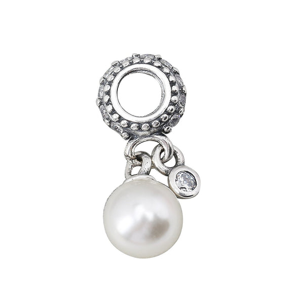 Pearl Dangle Pandora Charm 925 Sterling Sliver Spacer Bead Fits Pandora Bracelet