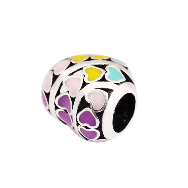 Authentic Pandora Charm Colorful Heart Spacer Bead