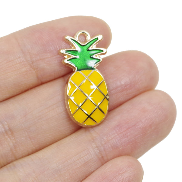 10 Pcs Pineapple Enamel Charm Craft Supplies
