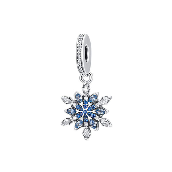 Blue Snowflake Charm 925 Sterling Sliver Spacer Bead Fits Pandora Bracelet