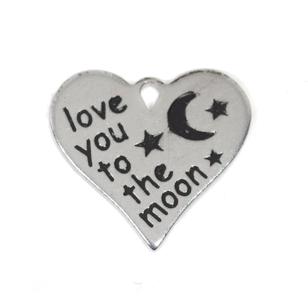 2 Pcs Stainless Steel Charm - Love You to the Moon