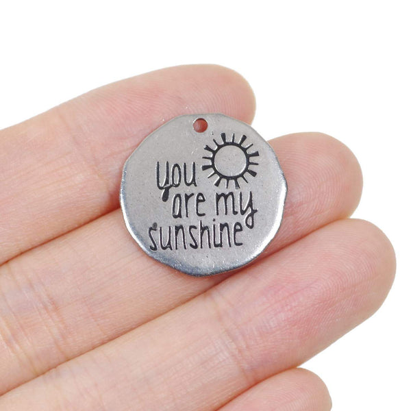 2 Pcs Stainless Steel Charm - You Are My Sunshine