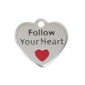 2 pcs Stainless Steel Charm - Follow Your Heart