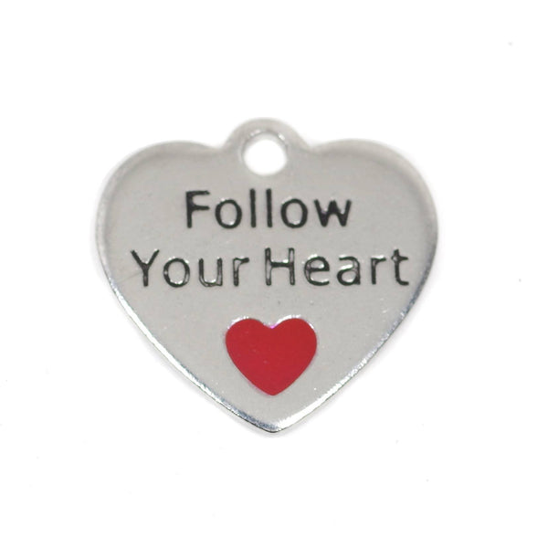 2 pcs Stainless Steel Charm - Follow Your Heart