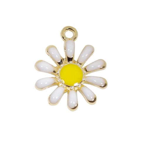 10 Pcs Daisy Flower Enamel Charm Craft Supplies