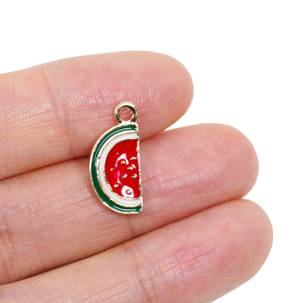10 Pcs Watermelon Enamel Charm Craft Supplies