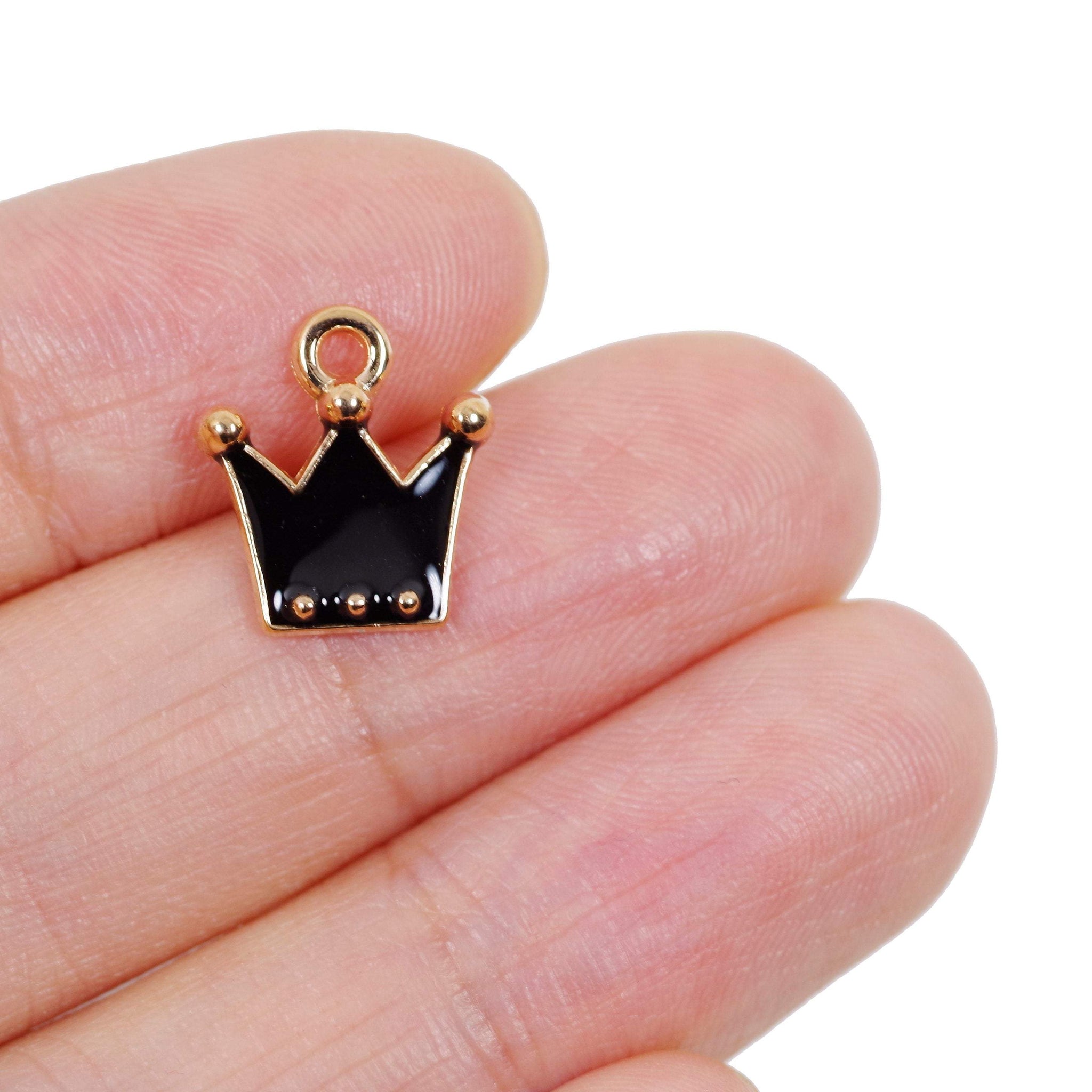 10 Pcs Tiny Crown Enamel Charm Craft Supplies