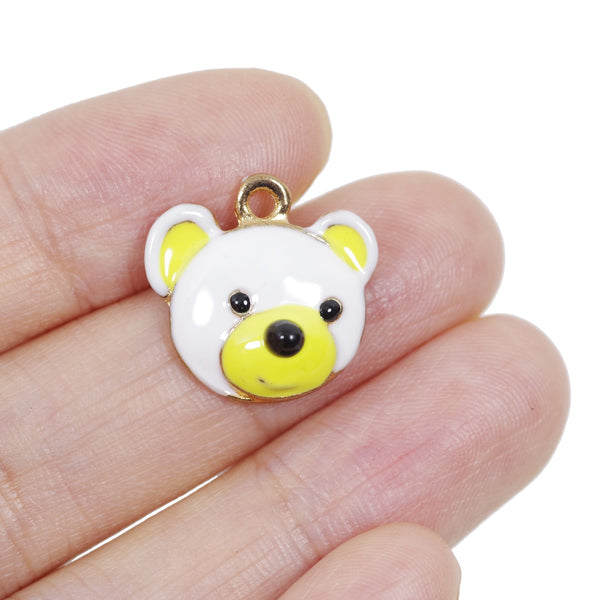 10 Pcs Yellow Bear Enamel Charm Craft Supplies