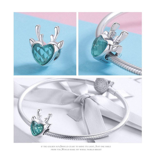 925 Sterling Silver Deer Charm Bead for Bracelet Pendant