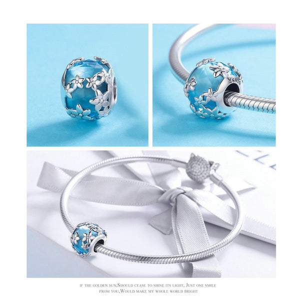 925 Sterling Silver Daisy Charm Bead for Bracelet Pendant