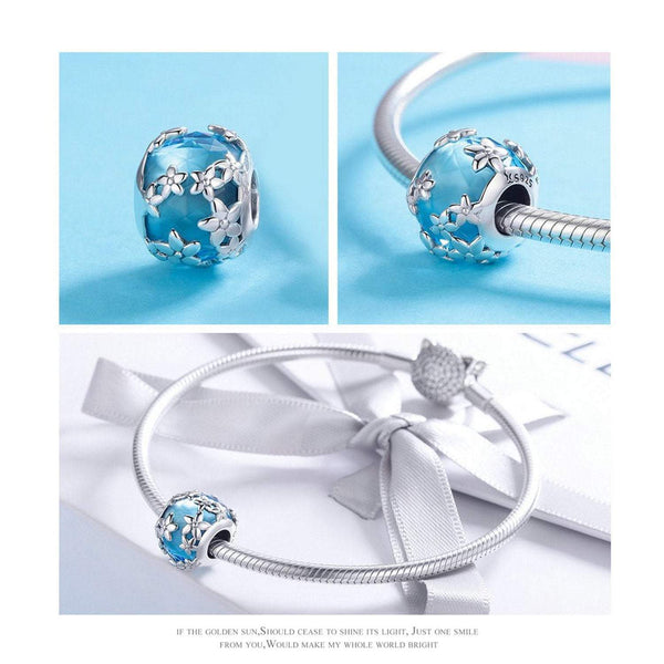 925 Sterling Silver Daisy Charm Bead for Bracelet Pendant
