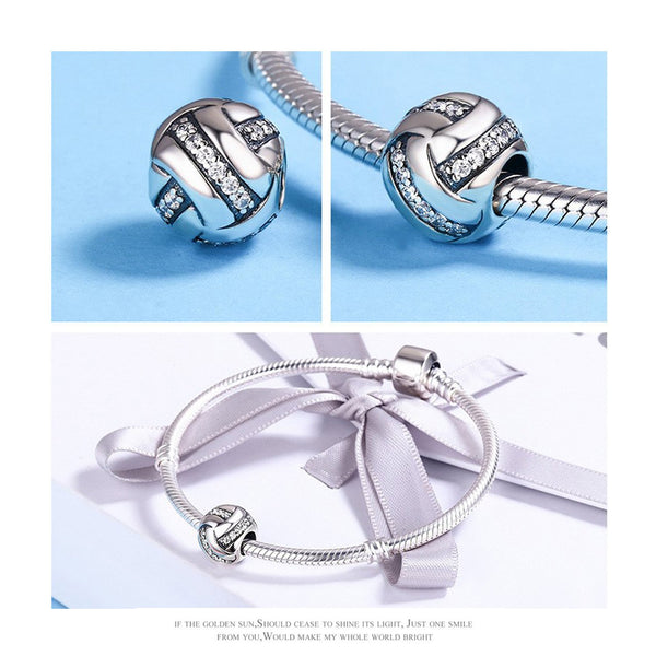 925 Sterling Silver Knitting Wool Ball Charm Bead for Bracelet Pendant