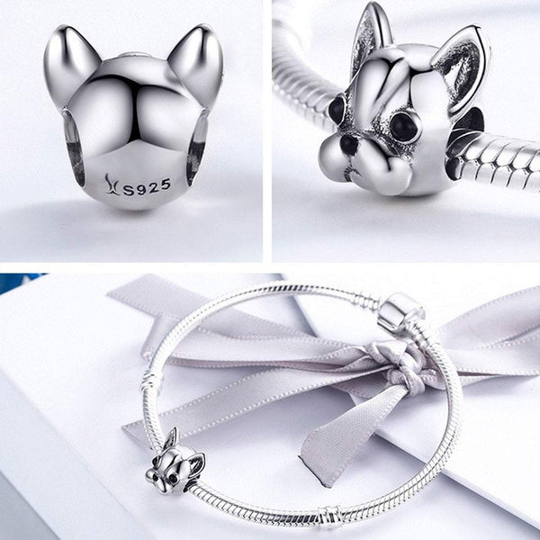 925 Sterling Silver Dog Charm Fits Pandora Bracelet