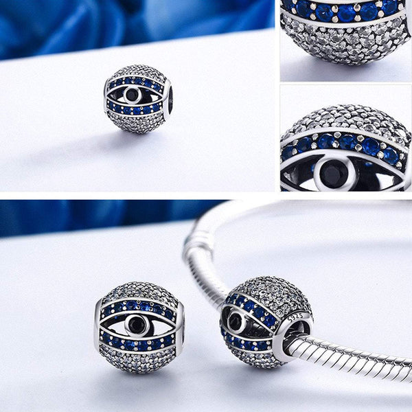 925 Sterling Silver Blue Evil Eye Charm Fits Pandora Bracelet