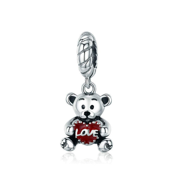 925 Sterling Silver Love Bear Charm Fits Pandora Bracelet