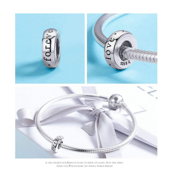 925 Sterling Silver Love Forever Charm Bead for Bracelet Pendant