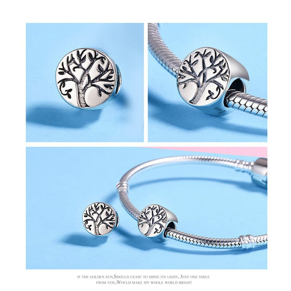 925 Sterling Silver Tree of Life Charm Bead for Bracelet Pendant