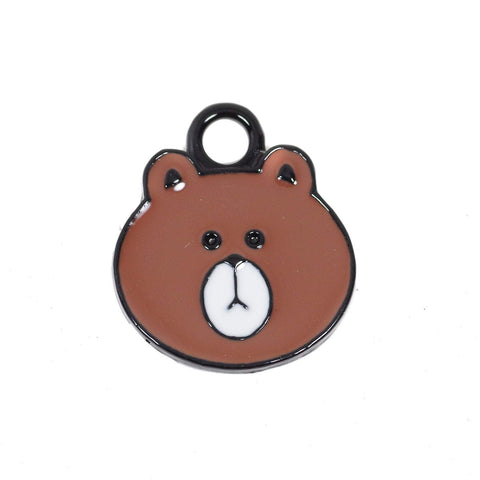 10 Pcs Brown Bear Enamel Charm Craft Supplies