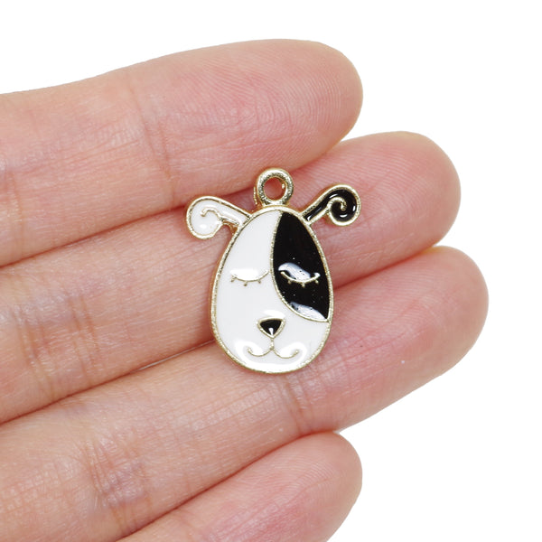 6 Pcs Sleepy Dog Enamel Charm Craft Supplies