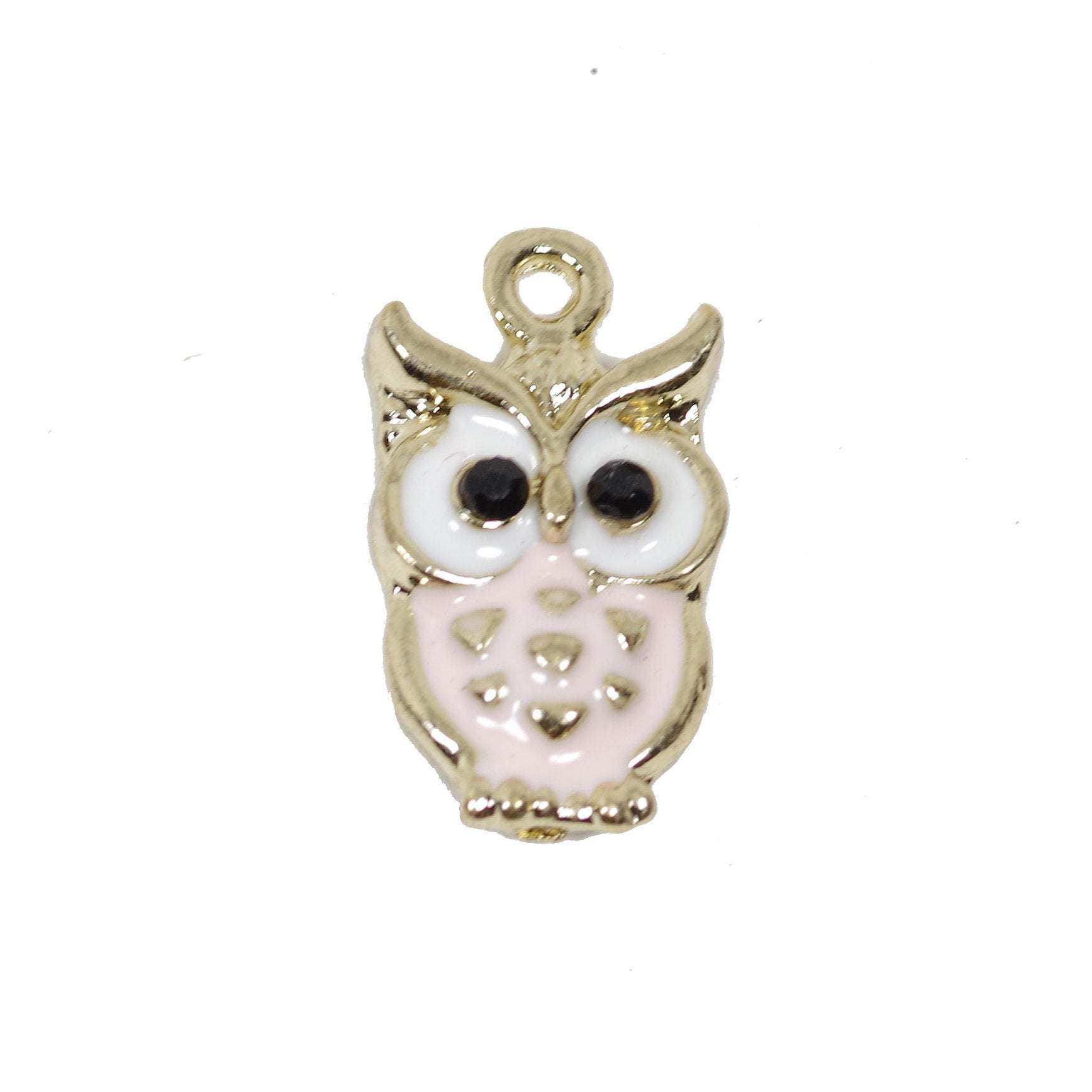 4 Pcs Owl Enamel Charm Craft Supplies Gold Plated Pendant