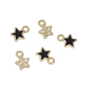 20 Pcs Tiny Black Star Enamel Charm Craft Supplies Gold Plated Pendant