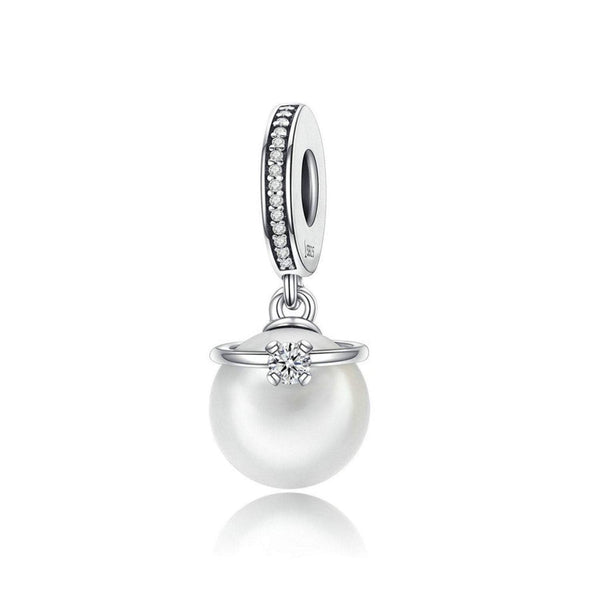 925 Sterling Silver Pearl Dangle Charm Bead for Bracelet Pendant