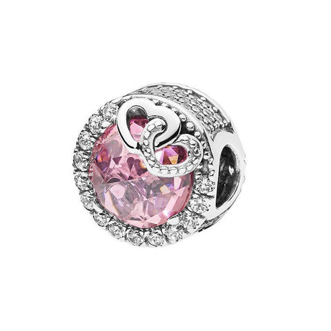 Pink Heart Pandora Charm 925 Sterling Sliver Spacer Bead Fits Pandora Bracelet