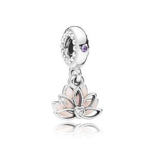 Pink Lotus Pandora Charm 925 Sterling Sliver Spacer Bead Fits Pandora Bracelet