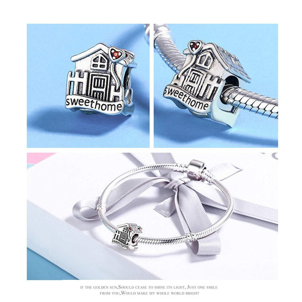 925 Sterling Silver Sweet home Charm Bead Fits Pandora Charm Bracelet Pendant