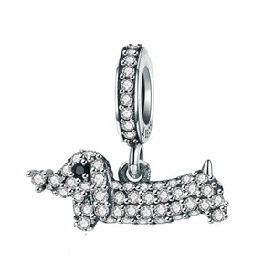 925 Sterling Silver Dog Charm Bead Fits Pandora Charm Bracelet Pendant