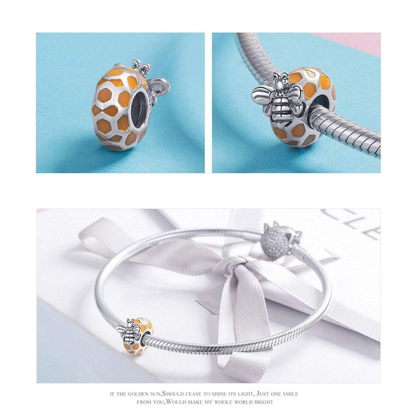 925 Sterling Silver Bee Charm Bead Fits Pandora Charm Bracelet Pendant