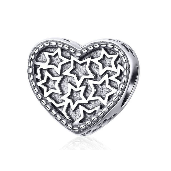 925 Sterling Silver Heart Dangle Charm Bead for Bracelet Pendant