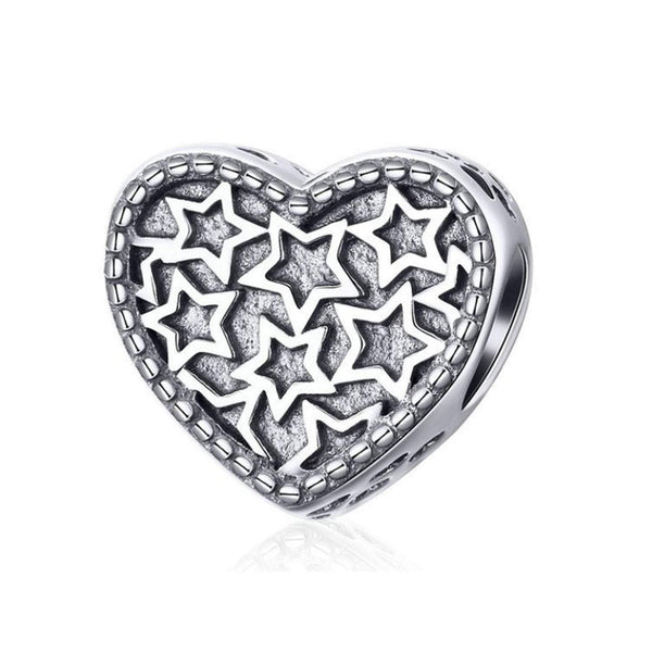 925 Sterling Silver Heart Dangle Charm Bead for Bracelet Pendant