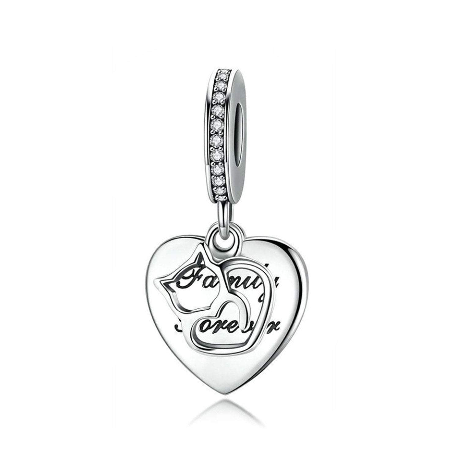 925 Sterling Silver Family Forever Charm Bead Fits Pandora Charm Bracelet Pendant