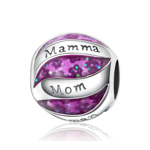 925 Sterling Silver Mom Charm Bead for Bracelet Pendant