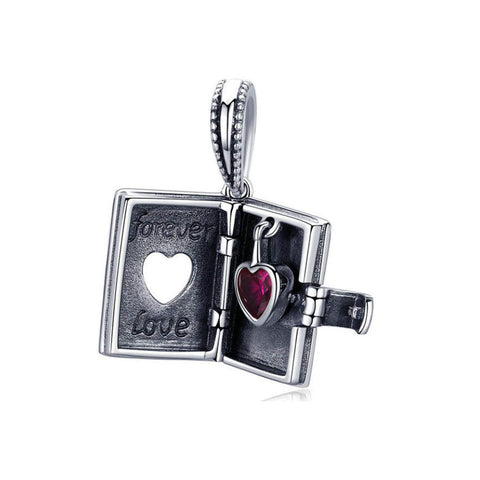 925 Sterling Silver Love Book Locket Charm Bead for Bracelet Pendant