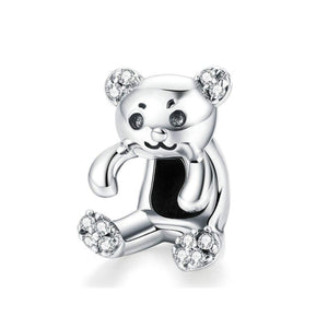 925 Sterling Silver Hug Bear Charm Bead for Bracelet Pendant