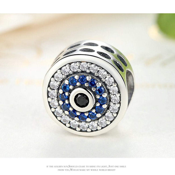 925 Sterling Silver Blue Eye Charm Bead Fits Pandora Charm Bracelet Pendant