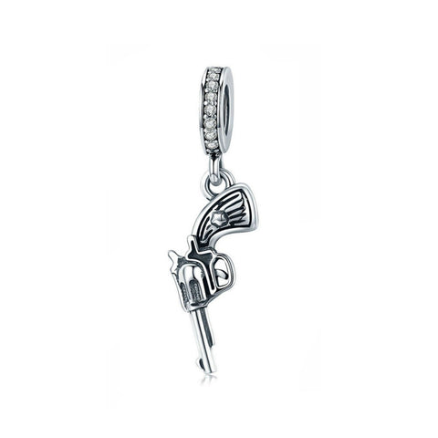 925 Sterling Silver Gun Charm Bead Fits Pandora Charm Bracelet Pendant