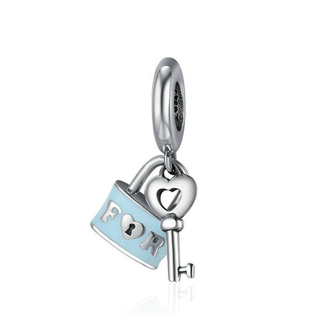 925 Sterling Silver Key Charm Bead for Bracelet Pendant