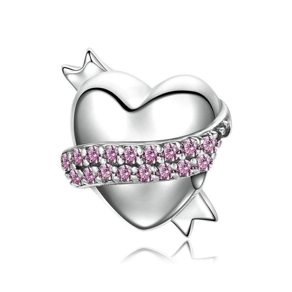 925 Sterling Silver Heart Charm Bead Fits Pandora Charm Bracelet Pendant