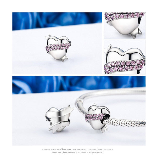 925 Sterling Silver Heart Charm Bead Fits Pandora Charm Bracelet Pendant