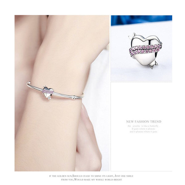 925 Sterling Silver Heart Charm Bead Fits Pandora Charm Bracelet Pendant