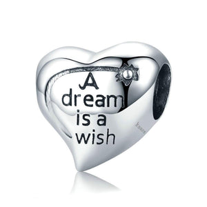 925 Sterling Silver A Dream is A Wish Charm Bead Fits Pandora Charm Bracelet Pendant