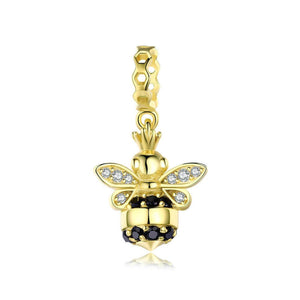 925 Sterling Silver Golden Bee Charm Bead Fits Pandora Charm Bracelet Pendant